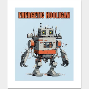 Futuristic Funny Robots Energetic Hooligan Posters and Art